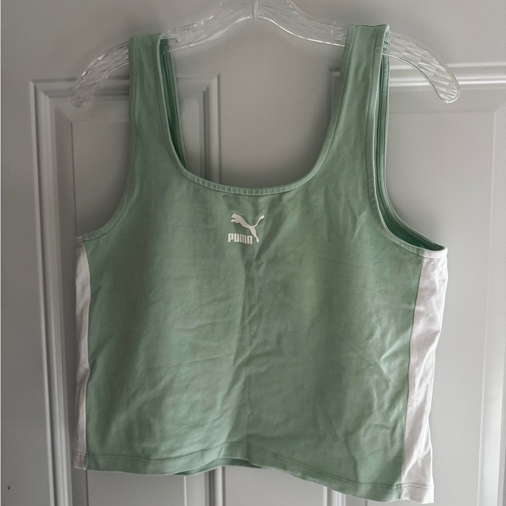 Puma Light Green Sleeveless Crop Tank Top